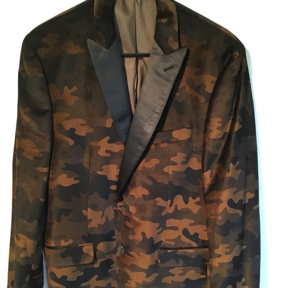 NWT VAN HEUSEN STUDIO CAMO VELVET SPORT COAT BLAZER FORMAL JACKET SIZE 44R
